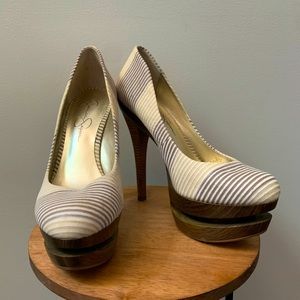 Jessica Simpson wooded platform stilettos